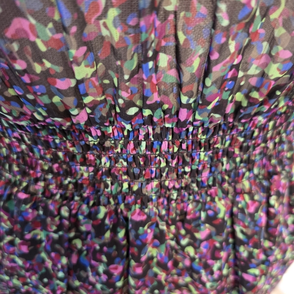 Aqua Floral Long Sleeve Dress - Purple and Teal Med  1372 - Picture 3 of 7